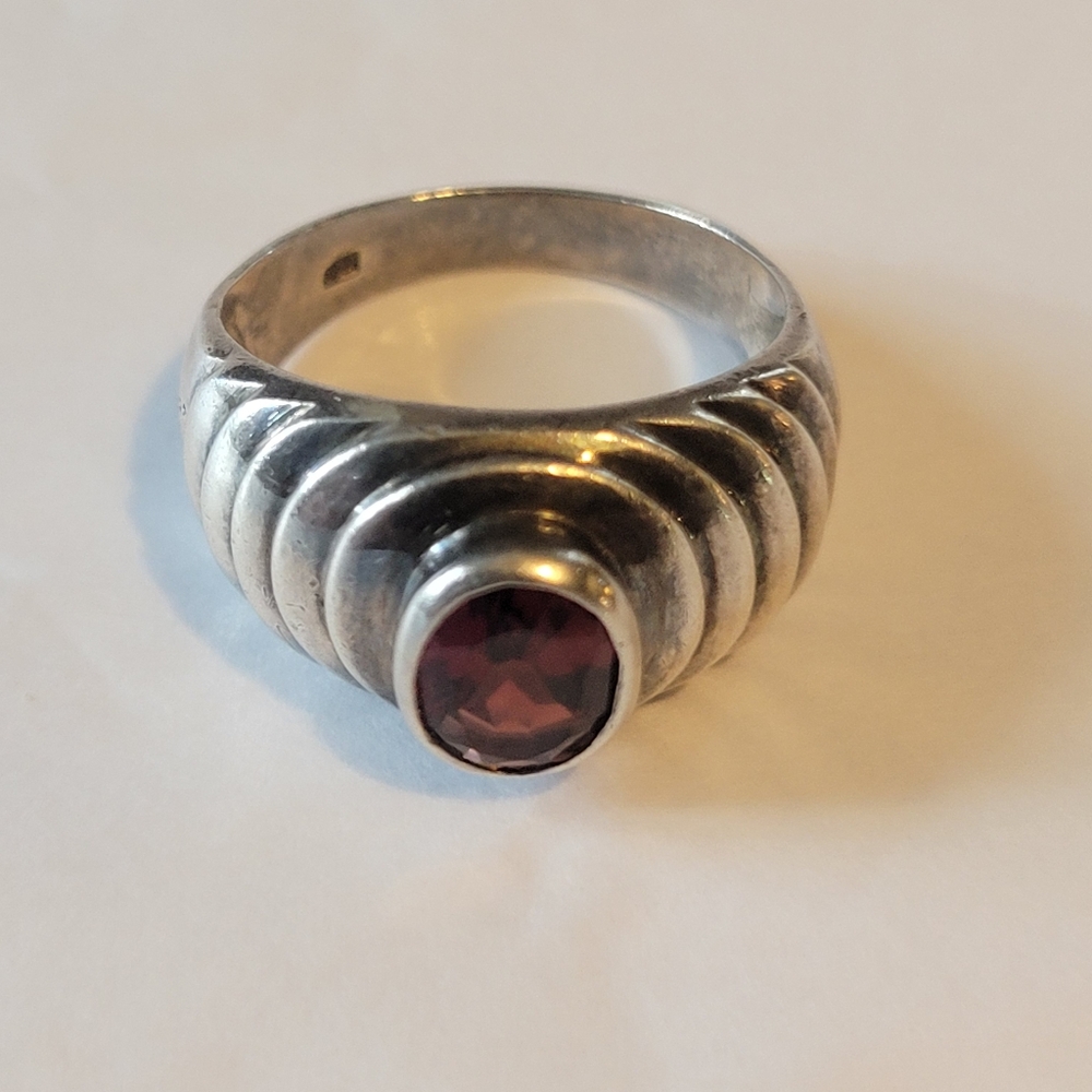 Silver Ring With Garnet stone